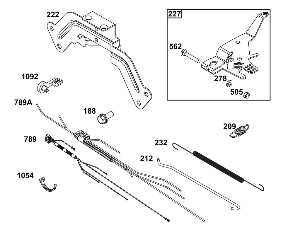 Controls Group Diagram and Parts List for 61H277-0107-E1 400000 - 699999 Briggs and Stratton Engine